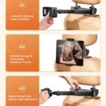 Telescopic Car Rear Pillow Phone Tablet Holder 2-Section Folding Headrest Bracket - Image 4