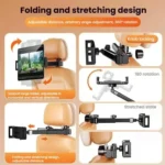 Telescopic Car Rear Pillow Phone Tablet Holder 2-section Folding Headrest Bracket - Image 3