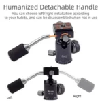 XILETU FM5C-MINI Adjustable 16.5-51cm Aluminum Tripod with 26mm Ball Head 6kg Load Capacity for 360-degree Panoramic Shooting - Image 6