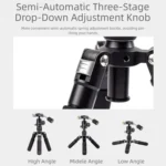 XILETU FM5C-MINI Adjustable 16.5-51cm Aluminum Tripod with 26mm Ball Head 6kg Load Capacity for 360-degree Panoramic Shooting - Image 10