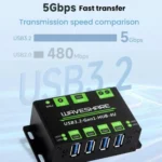 4 Way USB 3.2 Hub 1 To 4 Metal Case Extender - Image 3