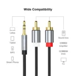 QGeeM 2RCA to 3.5mm Jack Audio Cable Gold-Plated Stereo Aux Cord for Home Theater, DVD Player,Hi-Fi Systems - Image 2