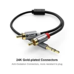 QGeeM 2RCA to 3.5mm Jack Audio Cable Gold-Plated Stereo Aux Cord for Home Theater, DVD Player,Hi-Fi Systems - Image 3