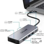 QGeeM 9 In 1 USB-C/Type-C Docking Station Hub VGA+2xHDMI+PD 87W+USB2.0/USB3.0+SD/Micro SD+3.5mm - Image 2