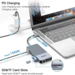 MCY 12-In-1 USB-C Hub With Triple Monitor Support (1000Mbps Lan+VGA+USB3.0/USB2.0+SD/TF+2 HDMI 4K 30Hz+85W PD) - Image 6