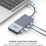 MCY 12-In-1 USB-C Hub With Triple Monitor Support (1000Mbps Lan+VGA+USB3.0/USB2.0+SD/TF+2 HDMI 4K 30Hz+85W PD) - Image 7