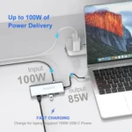 QGeeM 9 In 1 USB-C/Type-C Docking Station Hub RJ45+4K 30Hz HDMI+PD 85W+USB2.0/USB3.0+SD/TF - Image 3