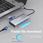 QGeeM 9 In 1 USB-C/Type-C Docking Station Hub RJ45+4K 30Hz HDMI+PD 85W+USB2.0/USB3.0+SD/TF - Image 4