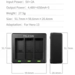 For GoPro HERO13 Black TELESIN 3 Slots Charging Base Action Camera Accessories - Image 7