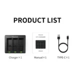 For GoPro HERO13 Black TELESIN 3 Slots Charging Base Action Camera Accessories - Image 8