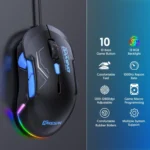 MKESPN 12800 DPI Ambidextrous Wired Gaming Mouse - 10 Programmable Buttons, RGB Customization, Symmetrical Design - Image 3