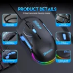 MKESPN 12800 DPI Ambidextrous Wired Gaming Mouse - 10 Programmable Buttons, RGB Customization, Symmetrical Design - Image 9