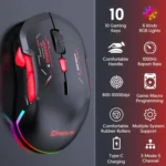 MKESPN W12 Tri-Mode 5-Channel Gaming Mouse 10-Key 10000 DPI Ambidextrous Design RGB Macro Mouse - Image 3