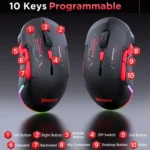 MKESPN W12 Tri-Mode 5-Channel Gaming Mouse 10-Key 10000 DPI Ambidextrous Design RGB Macro Mouse - Image 5