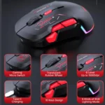 MKESPN W12 Tri-Mode 5-Channel Gaming Mouse 10-Key 10000 DPI Ambidextrous Design RGB Macro Mouse - Image 9