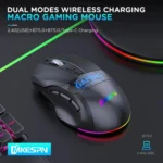 MKESPN W10 Tri-Mode Wireless Gaming Mouse 2400DPI with 9 Programmable Buttons, RGB Lighting, Type-C Rechargeable - Image 2