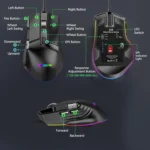 MKESPN X13 RGB Full Speed Wired Gaming Mouse 12400 DPI 10-Key Dual Scroll Wheel Swing Macro Programmable Mouse - Image 9