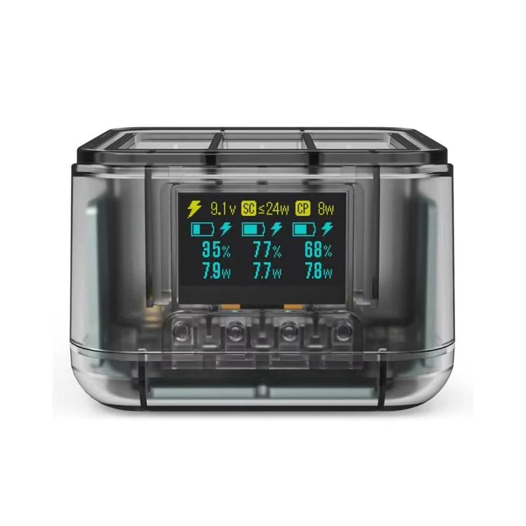 For GoPro HERO13 Black Triple Battery Charger Smart Charging Dock With OLED Display
