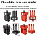 Three-Slot Adapter Camera Cage 360-Degree Rotating Connector Tripod 1/4 Inch Adapter - Image 3