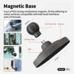 aMagisn Metal Arm Clamp Magnetic Base with 1/4-inch Ball Head For Insta360, DJI, GoPro Cameras - Image 5