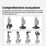 aMagisn Metal Arm Clamp Magnetic Base with 1/4-inch Ball Head For Insta360, DJI, GoPro Cameras - Image 8