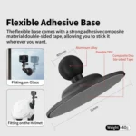 aMagisn Metal Arm Clamp Mount Adhesive Base with 1/4-inch Joint Ball For Insta360, DJI, GoPro Cameras - Image 6