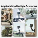 aMagisn Metal Arm Clamp Mount Adhesive Base with 1/4-inch Joint Ball For Insta360, DJI, GoPro Cameras - Image 9