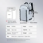 Large Capacity Sports & Travel Backpack 15.6 Inch Lightweight Business Laptop Bag - Image 10