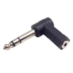6.35mm To 3.5mm Plug 90 Degree Headphone Microphone Audio Adapter