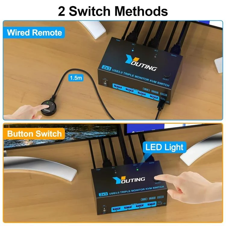 TBD06061500_B4.webp YOUTING  KC-KM434B 2 In 3 Out KVM USB3.0 Switch - Image 5