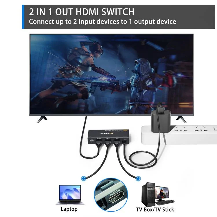 TBD06061517_B1.webp 2 In 1 Out HDMI Two-Way Switch 8K 60Hz HD Computer TV Video Splitter - Image 2
