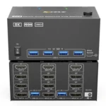 KCEVE KC-KVM204D3 HDMI+3 DP Ports KVM Switch Supports 4 Displays 2 Computers 4K 144Hz / 8K 60Hz