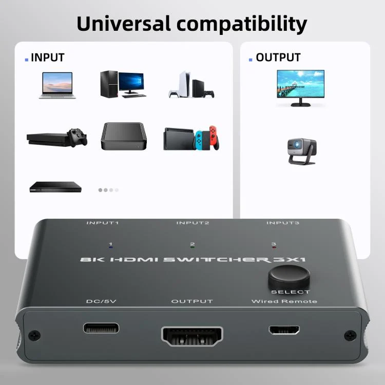 TBD06061585_B6.webp 3 In 1 Out HDMI Switch 8K 60Hz / 4K 120Hz Computer HD Conversion - Image 7