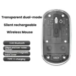 IMICE T400 4 Keys 1600DPI Dual-Mode Mouse Transparent Bluetooth Charging Wireless Silent Mice - Image 6