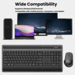 Wireless Keyboard and Mouse Combo for Business Office with Tablet Slot & Wrist Rest - Image 6