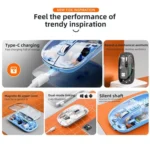 T-WOLF X11 Transparent Wireless Mouse Dual Mode 2.4G+Bluetooth, USB-C Rechargeable with Magnetic Cover - Image 3