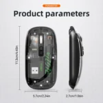 T-WOLF X11 Transparent Wireless Mouse Dual Mode 2.4G+Bluetooth, USB-C Rechargeable with Magnetic Cover - Image 9