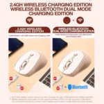 2400 DPI Wireless Mouse USB-C Rechargeable, Milk Tea Color Elegant Design with Battery Indicator - Image 4