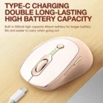 2400 DPI Wireless Mouse USB-C Rechargeable, Milk Tea Color Elegant Design with Battery Indicator - Image 6