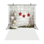1.5m x 2.1m Snow Ground Wooden Wall Party Festival Setting Photography Background Cloth - Image 2