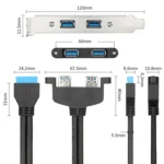 50CM USB3.0 Rear PCI Baffle Line Full Height Chassis DIY With Ear 20pin Transfer Cable - Image 3