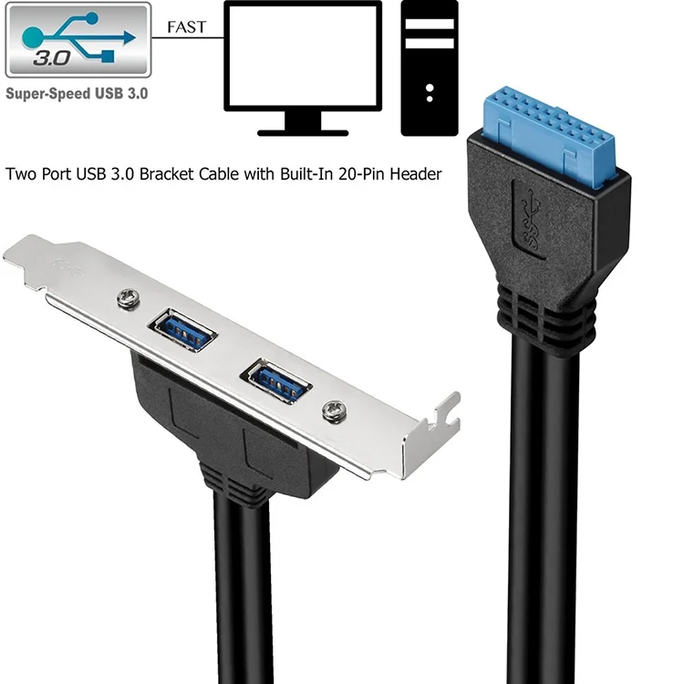 TBD076645001A_3.webp 50CM USB3.0 Rear PCI Baffle Line Full Height Chassis DIY With Ear 20pin Transfer Cable - Image 4