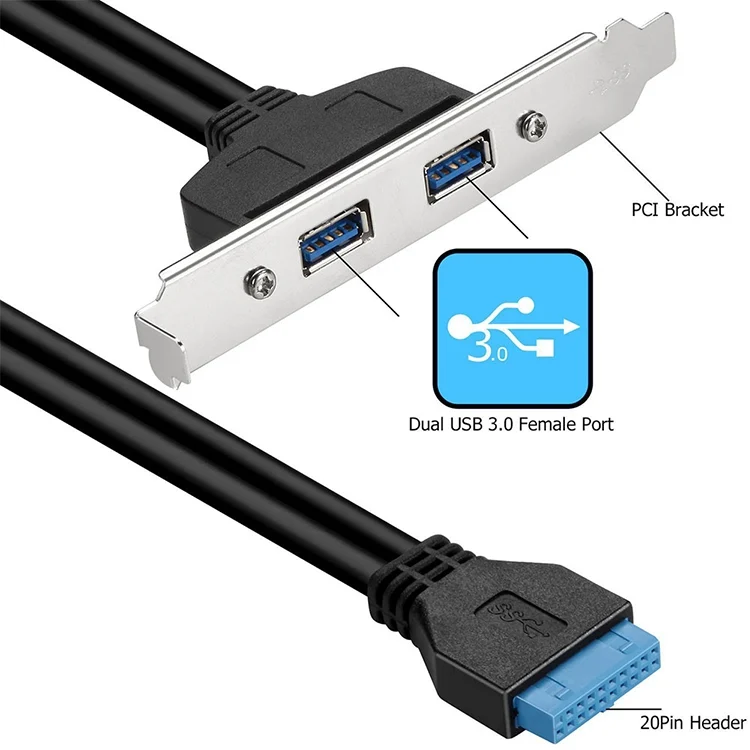 TBD076645001A_4.webp 50CM USB3.0 Rear PCI Baffle Line Full Height Chassis DIY With Ear 20pin Transfer Cable - Image 5