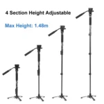 YUNTENG VCT-288RM SLR Camera Monopod Camera Support Foot Hydraulic Head Professional Photography Stand, Height: 1.48m - Image 7