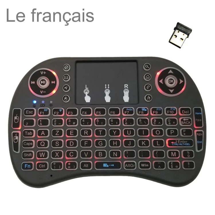 TT0056.webp Support Language: French i8 Air Mouse Wireless Backlit Keyboard with Touchpad for Android TV Box & Smart TV & PC Tablet & Xbox360 & PS3 & HTPC/IPTV - Image 1