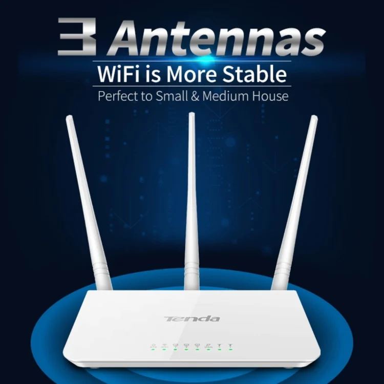 WR0052W_4.webp Tenda F3 Wireless 2.4GHz 300Mbps WiFi Router with 3*5dBi External Antennas - Image 5