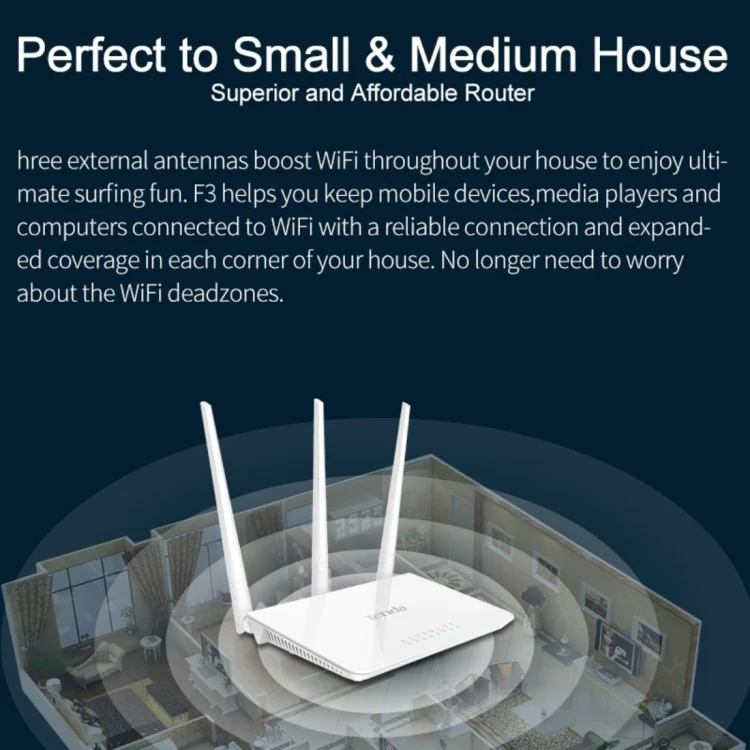 WR0052W_5.webp Tenda F3 Wireless 2.4GHz 300Mbps WiFi Router with 3*5dBi External Antennas - Image 6