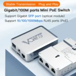 VONETS VSP510 5 Ports Ethernet Gigabit Switch with DC Adapter + Rail Fixing Buckle Set - Image 2