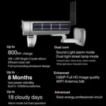 T8 1080P Full HD Solar Battery Ultra Low Power Sound Light Alarm Network Camera, Support Motion Detection, Night Vision, Two Way Audio, TF Card - Image 6