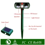 2 PCS Powerful Ultrasonic Solar-powered Animal Repeller With PIR Sensor & Light Sensor, Got the CE / ROHS Certification - Image 4